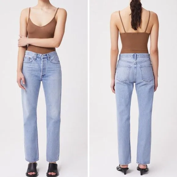 NEW‎ Agolde LANA MID RISE FULL LENGTH STRAIGHT IN FICTION, 32 - Image 2