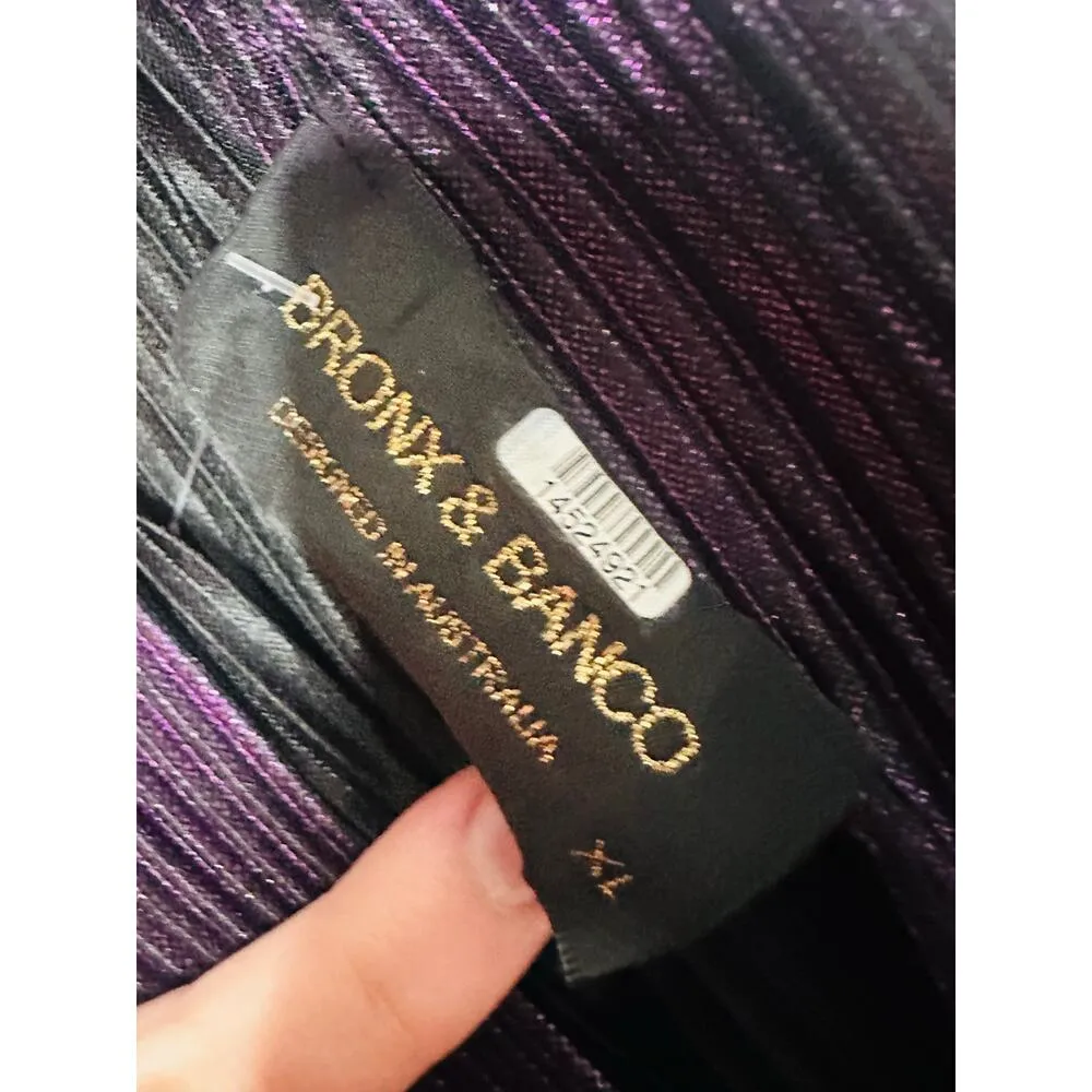 Bronx & Banco Women's Metallic Purple Florence One Shoulder Gown Dress Size XL - Image 9