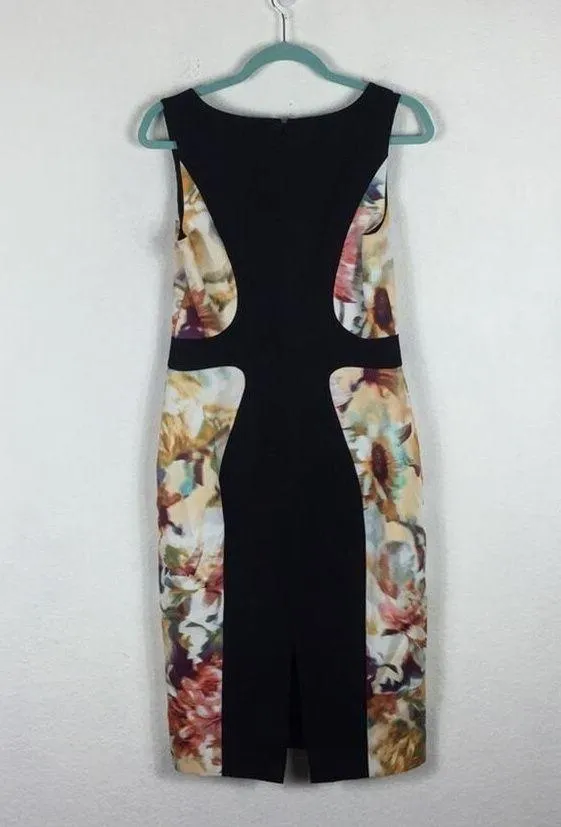 Black Halo Annabelle Sheath Midi Dress 6 Colorblock Abstract Panel Sleeveless - Image 14