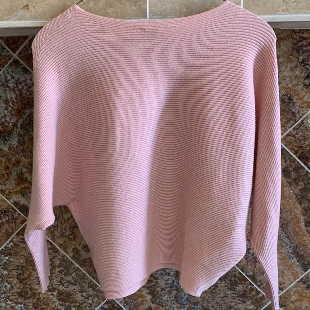Philosophy Pink Ribbed Doman Sleeve Sweater with Button Detail Size Medium - Image 4