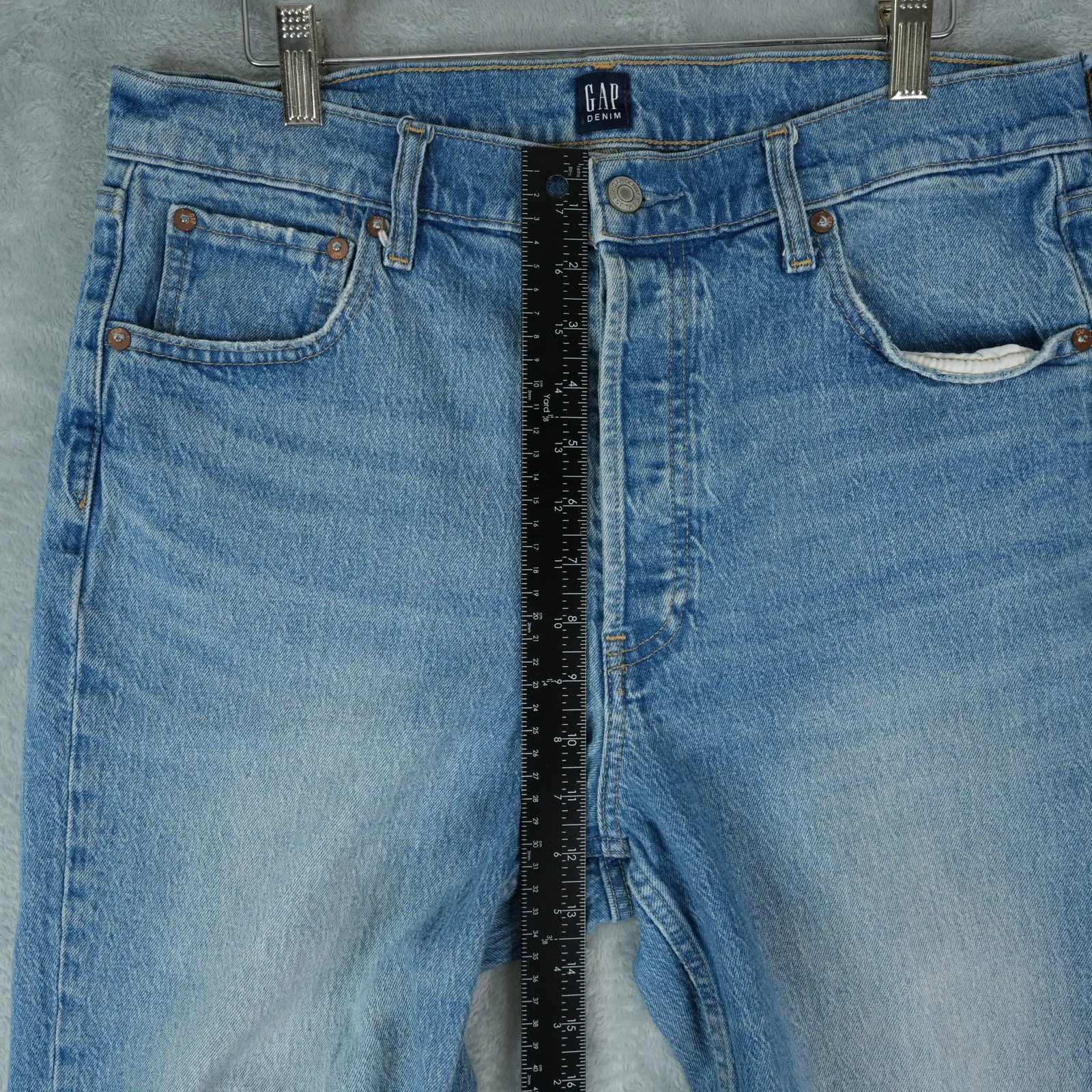Gap Jeans Womens 32x26 Blue Cropped Ankle Cheeky Straight Button Fly High Rise - Image 7