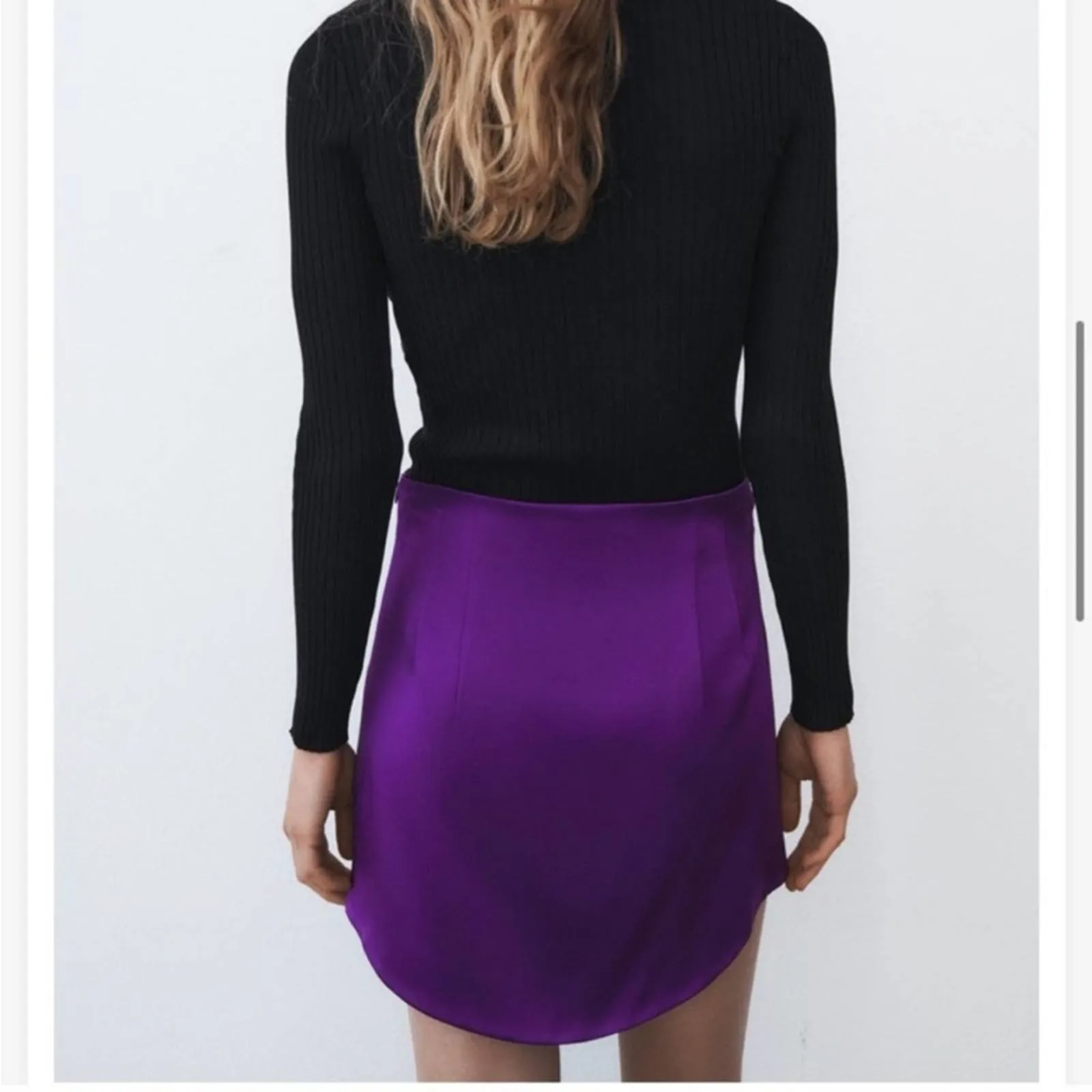 Zara Purple Satin Effect Mini Skirt Size Medium - Image 12