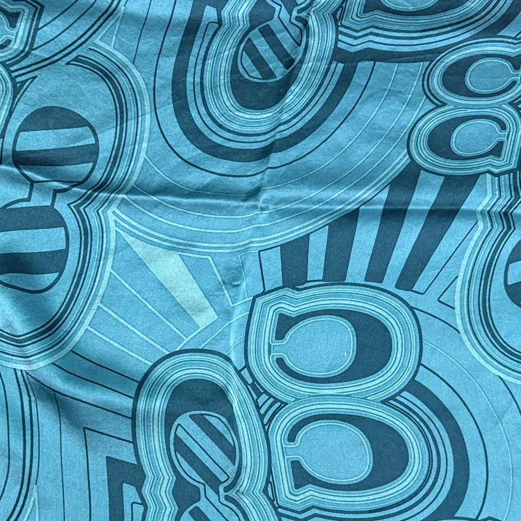 Coach Vintage Blue Patterned silk  Scarf - Image 3