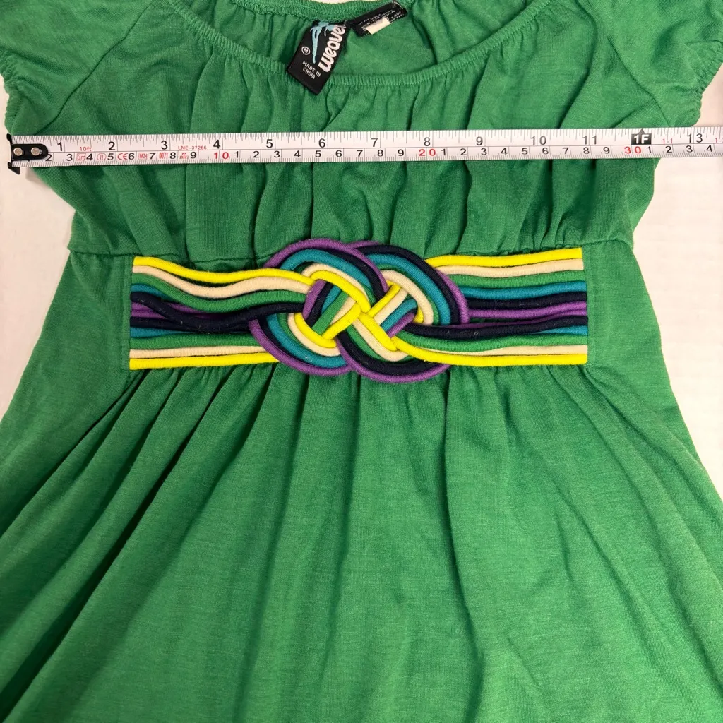Weavers by FANG Vintage Green Baby Doll Top Y2K Braided Knot Indie Size Medium - Image 7