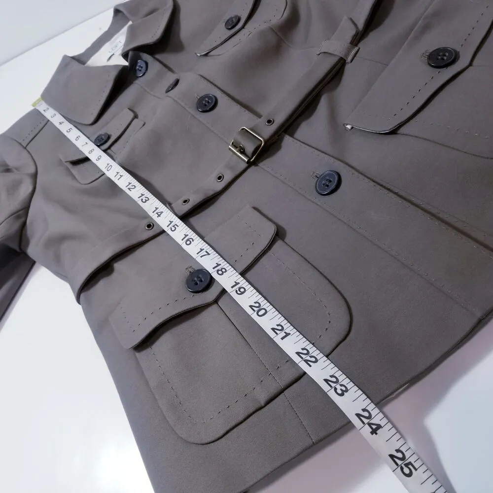 Ann Taylor LOFT Khaki Utility Cargo Military Style Belted Jacket Fully Lined - Image 9