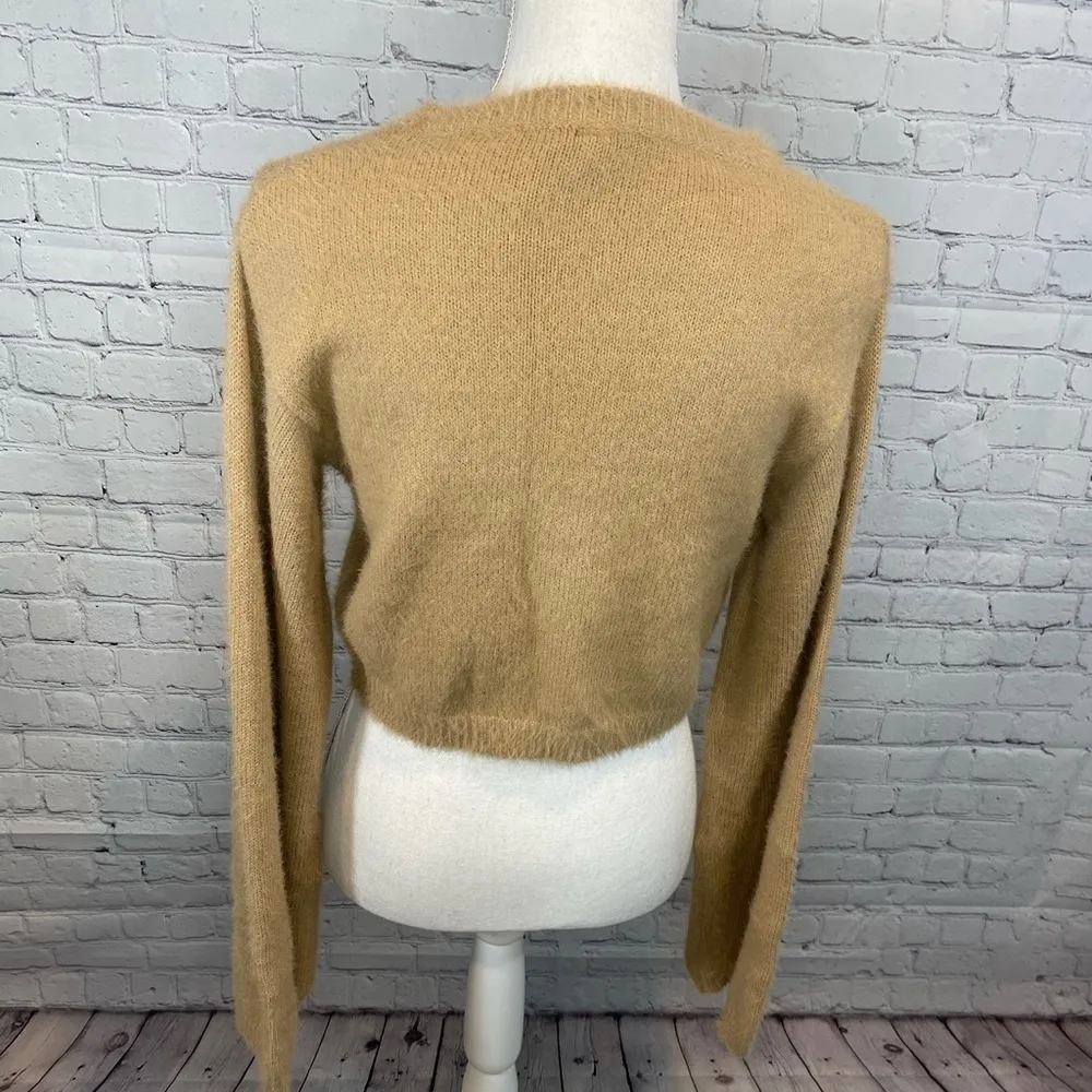 WINDSOR Sweater Cropped Soft & Fuzzy Tan-Large - Image 3