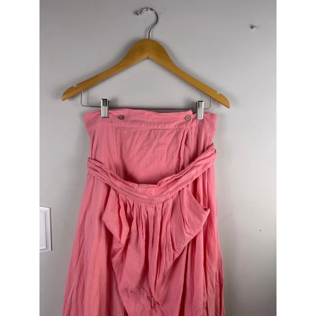 Boho Pink Maxi Skirt Convertible Strapless Dress Cotton India Womens L - Image 4