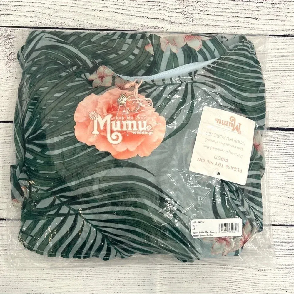 Show Me Your MuMu Caitlin Ruffle Maxi Dress Floral Hanalei Dream Tropical XS - Image 5