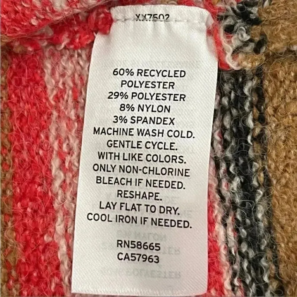 BP BLACK MARL STRIPE Button Down Red Black V-Neck Crop Cardigan Sweater XS - Image 10