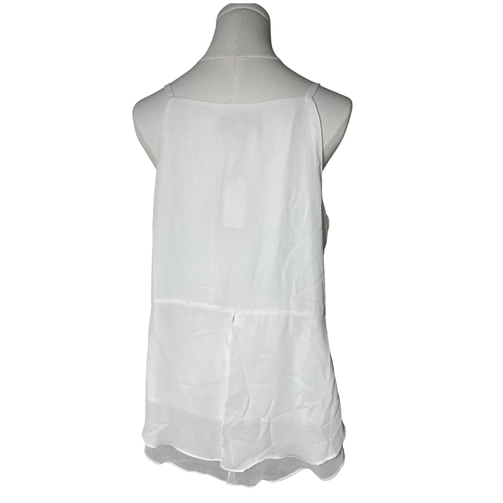 Philosophy White Camisole‎ Tank Top M V Neck Sheer Inset Lined Blouse Size M - Image 13