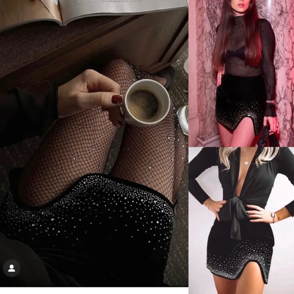 Zara black velvet mini skirt with rhinestone embellished jewels asymmetrical hem - Image 2