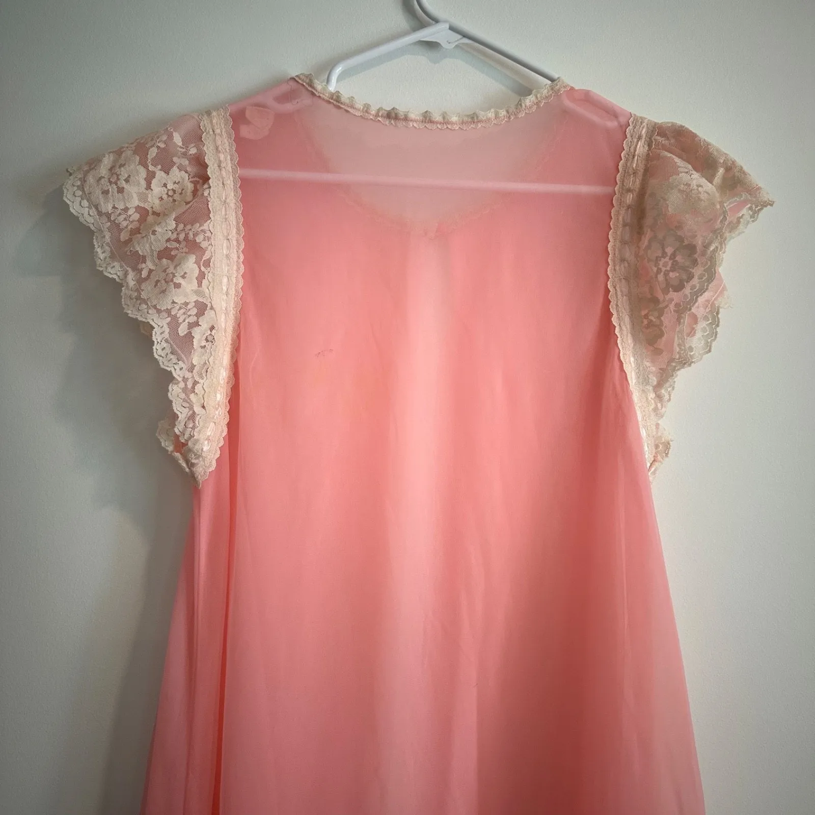Gilead Pink Chiffon & Lace Nightgown and Robe Negligee Set Women's Small Vintage - Image 14