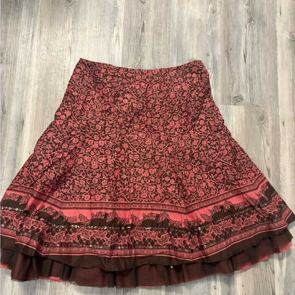 Apt. 9 Pink and Brown A-Line skirt - Image 2