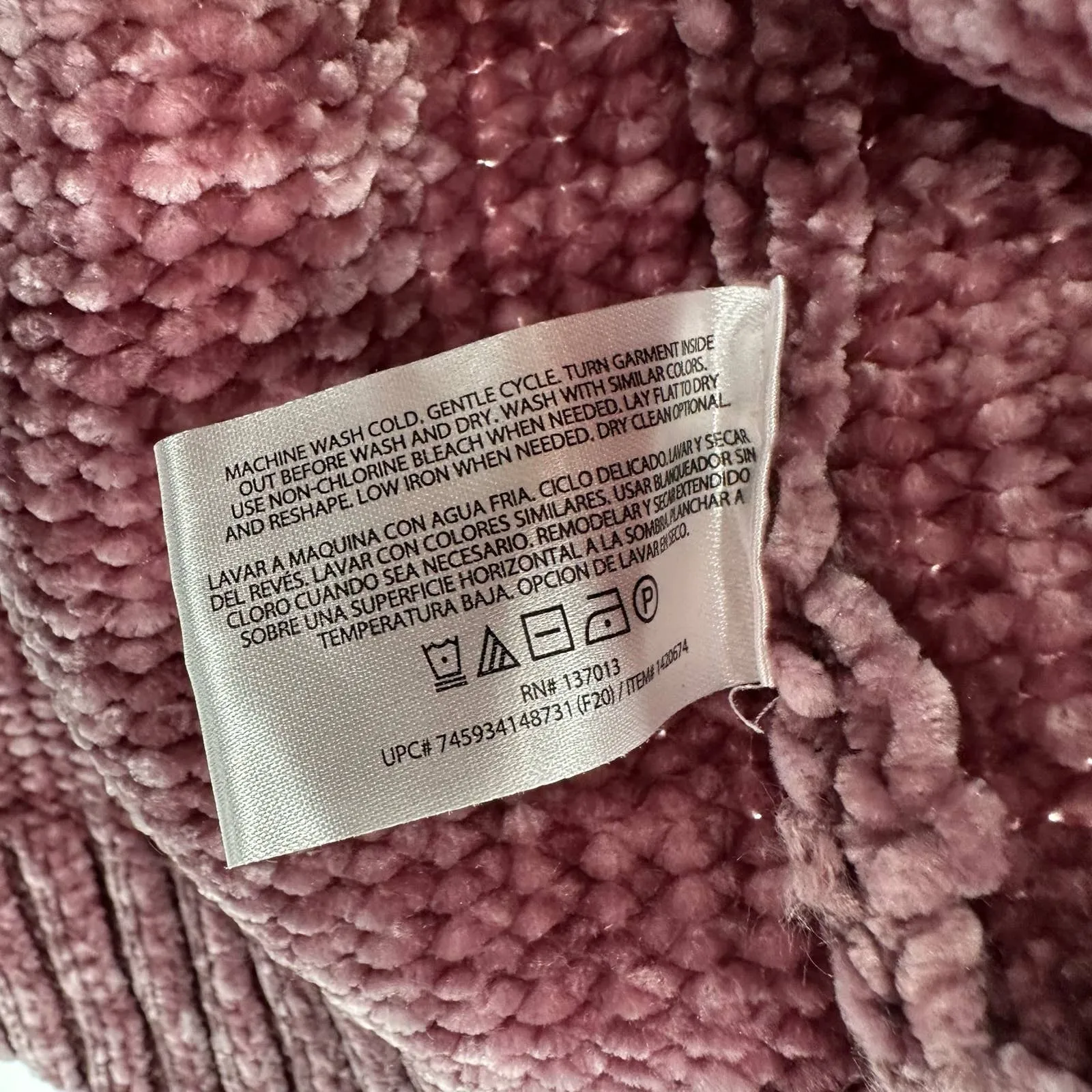 Orvis size Small v neck chenille knit‎ sweater pink purple mauve soft - Image 4