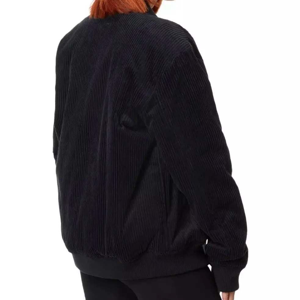 Women’s Black Corduroy Bomber Jacket Sz M NWT Fall Winter Coat Outerwear Size M - Image 2