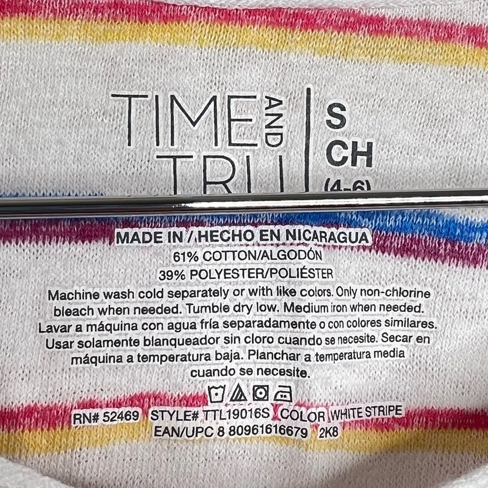 Time & Tru short sleeve multicolor striped Tee Woman’s size small T Shirt - Image 3