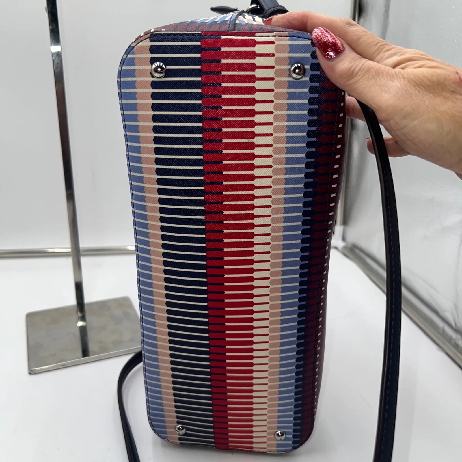 LAUREN RALPH LAUREN Geometric Print Satchel Crossbody Bag Purse - Image 4