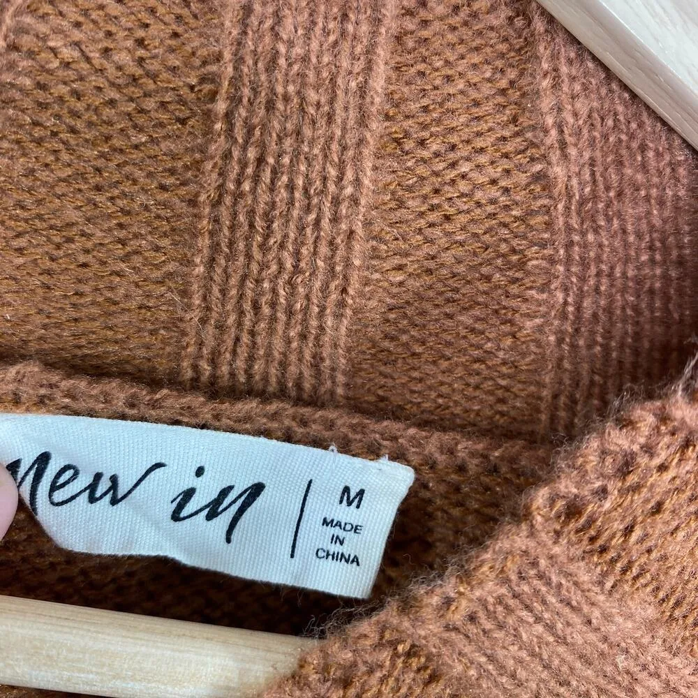 New In Rust Red Orange Mock Neck Knit Pullover Sweater Women's Size Medium M - Image 5