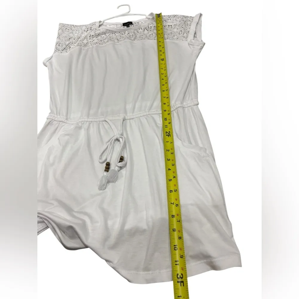 Talbots White Lace Yoke Jersey Knit Pocket Dress Medium cover up beachy summer - Image 8