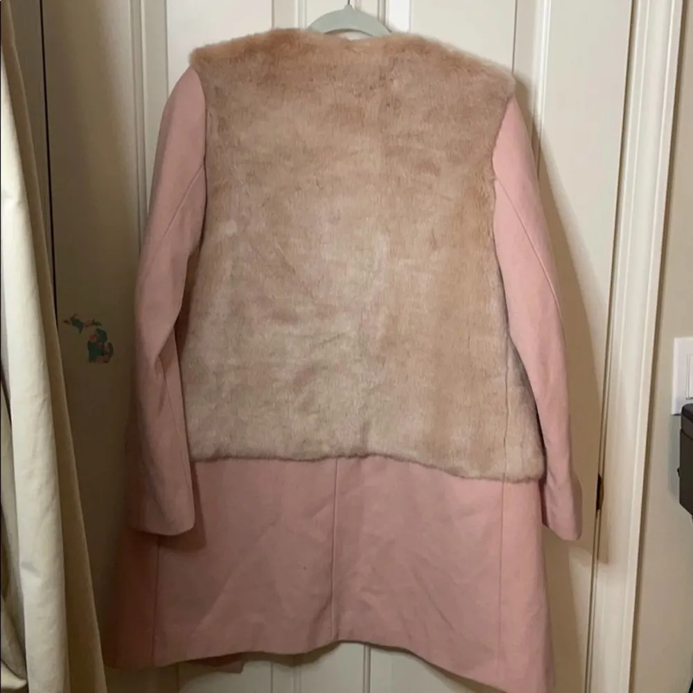 Zara pink wool peacoat faux fur S blogger fave Small - Image 13