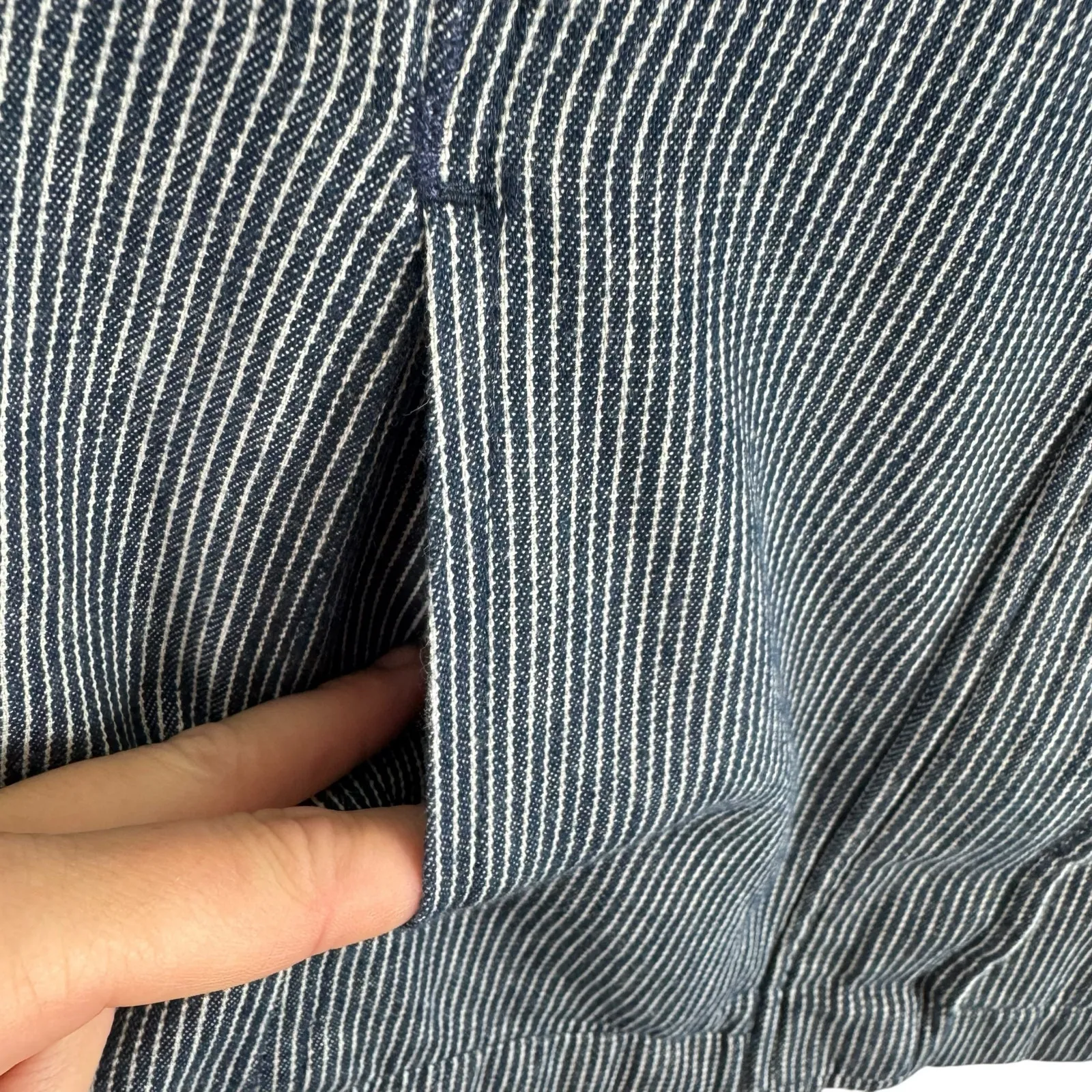 Live A Little Blue White Pinstriped Full Zip Collared Jacket Pockets Size S - Image 5