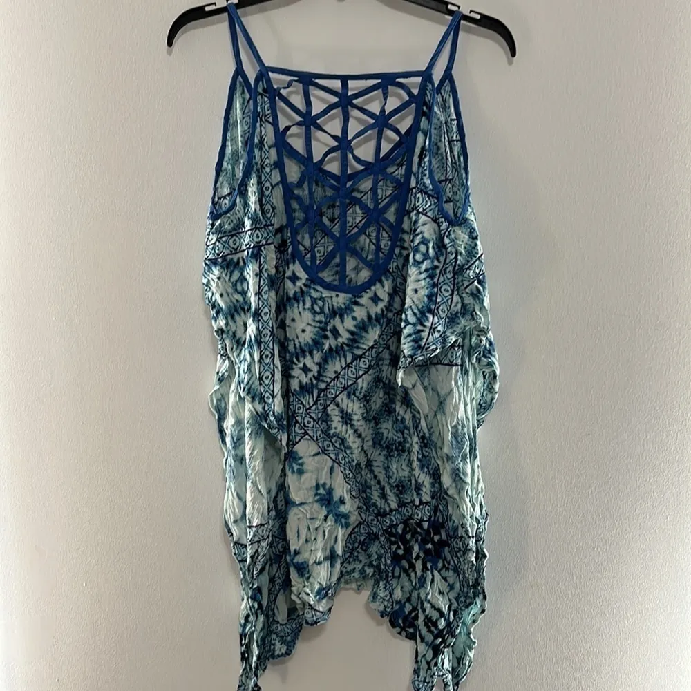 SWIMSUITS For All White/Blue Coverup Size 6/8 White - Image 5