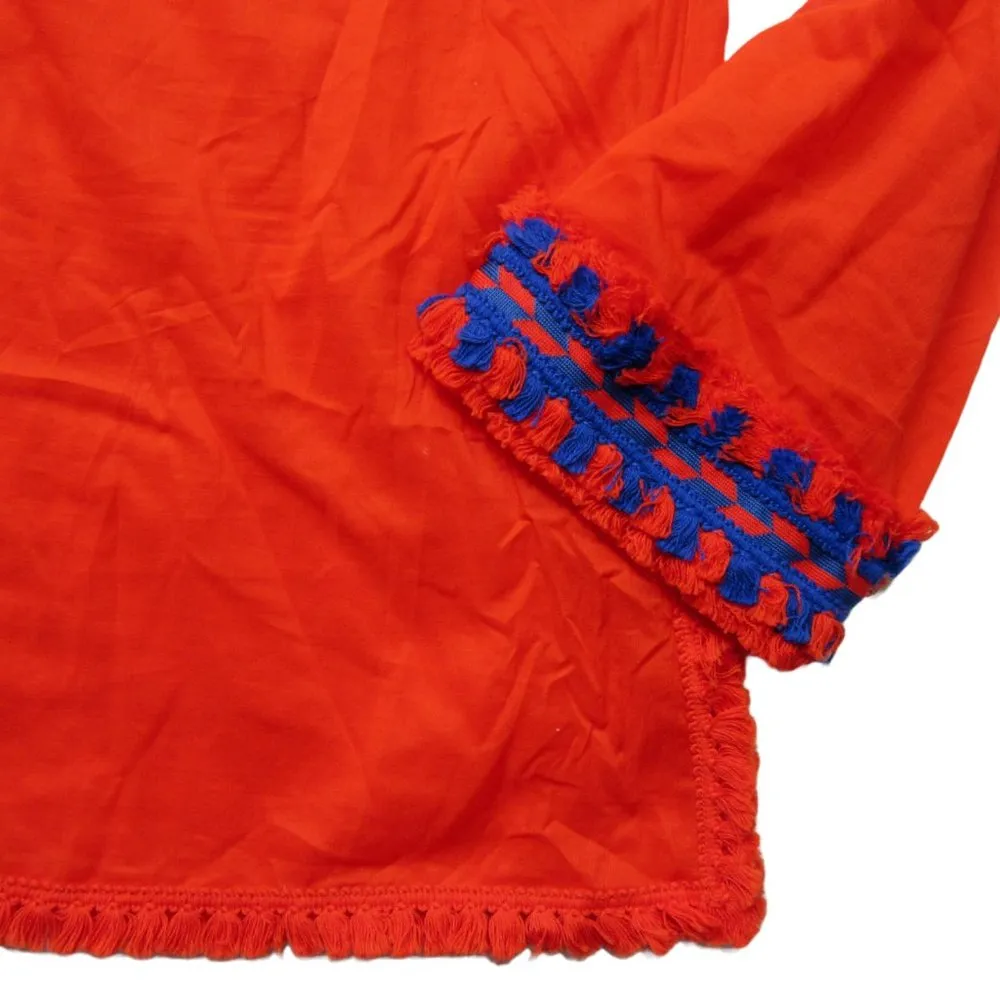 NWT Tory Burch Tory Tunic in Samba Fringe Trim Sheer Cotton Blouse 6 $278 - Image 3