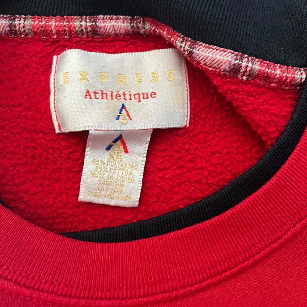Vintage Express Athletic Womens XS Preppy Graphic Crewneck Sweatshirt Red Girlie - Image 5