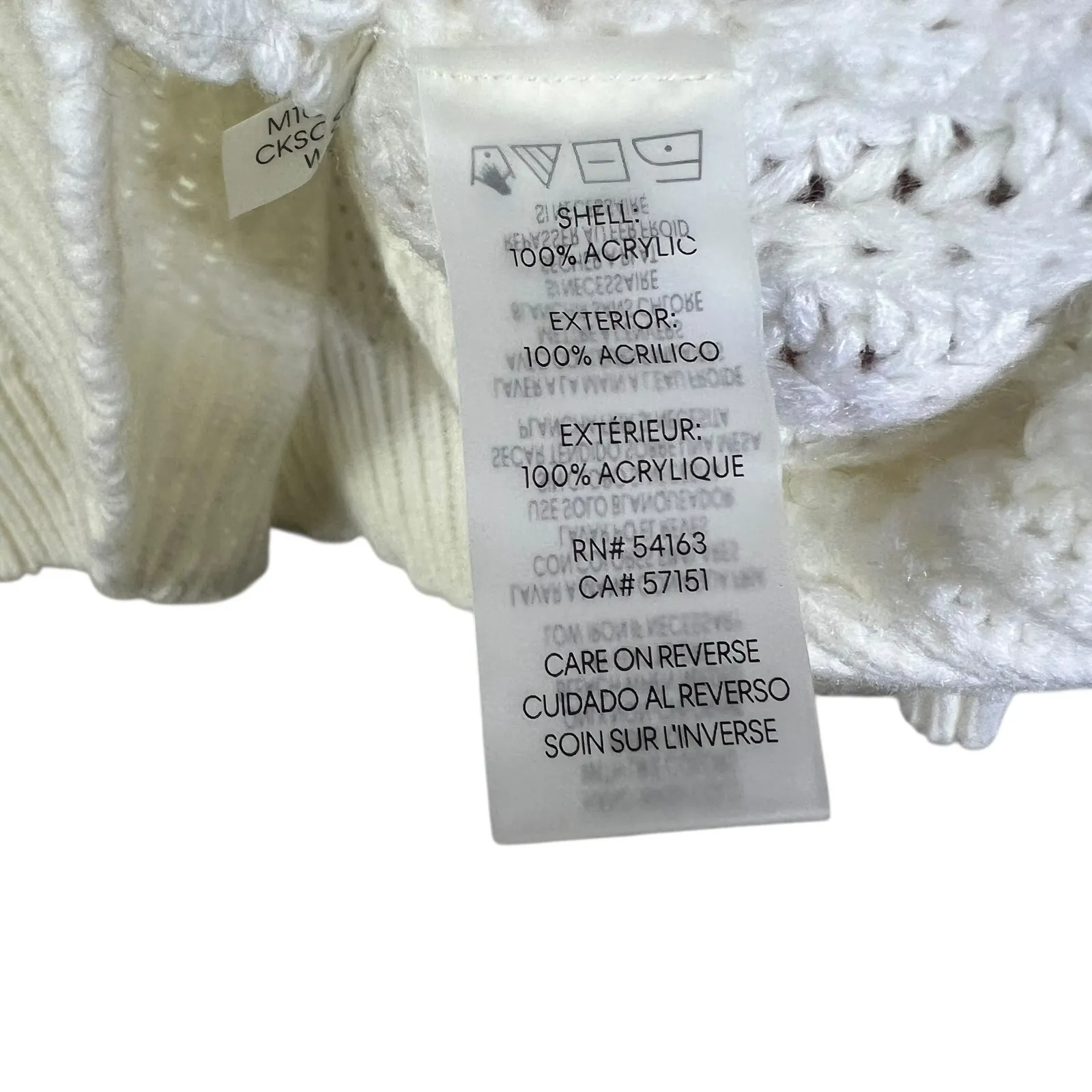 Calvin Klein Cream Cable Knit Cowl Neck Fringe Sweater XL - Image 5