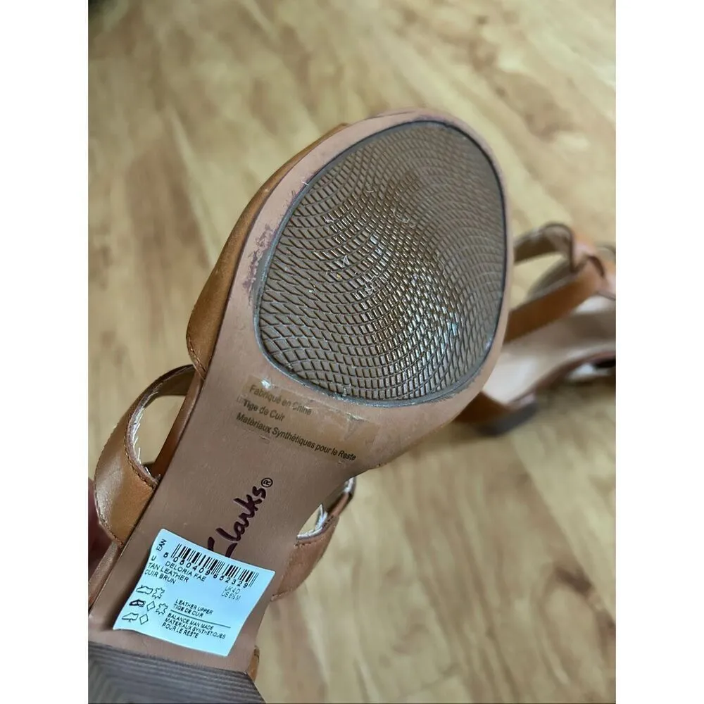 Clarks Deloria Fae Heeled Sandals Upper Leather Brown Women's US 6.5M - Image 5