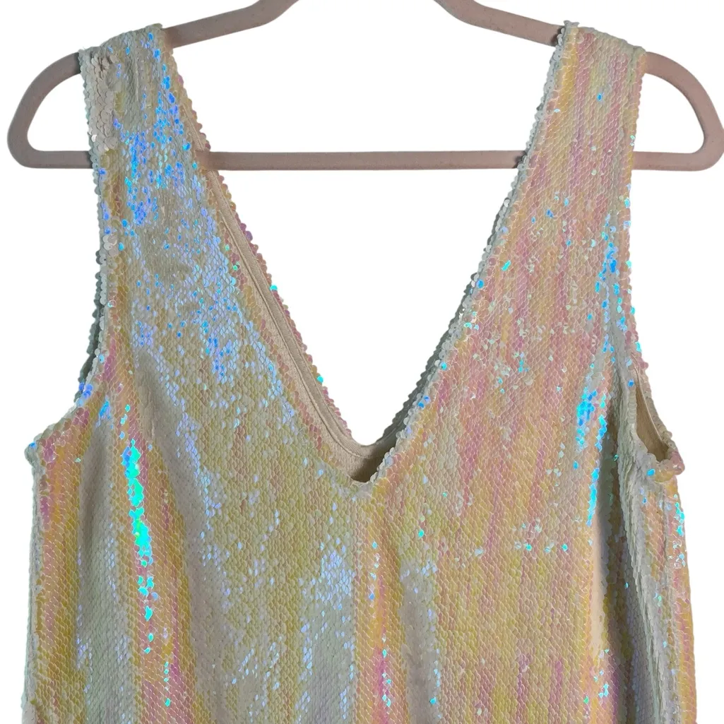 Intimately Free People Cream‎ Pearl Embellished Sequin Shift Slip Dress XS - Image 8