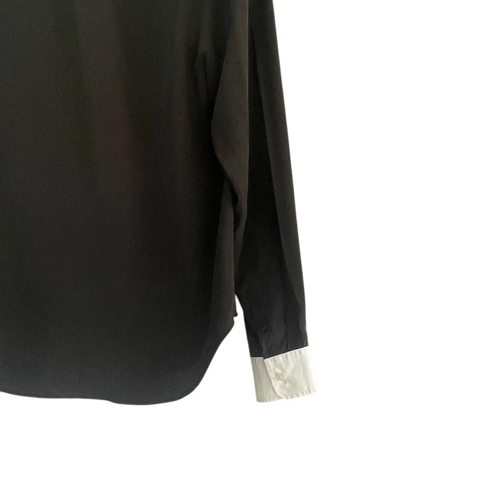 Lauren Ralph Lauren Classic Fit Two-Tone Black and White Silk Shirt size 12P - Image 5