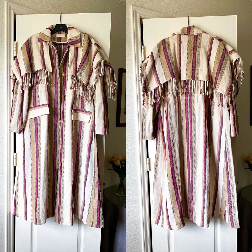Ulla Johnson Isotta Robe Jacket Linen Striped Coat Beige Positano Small EUC - Image 2