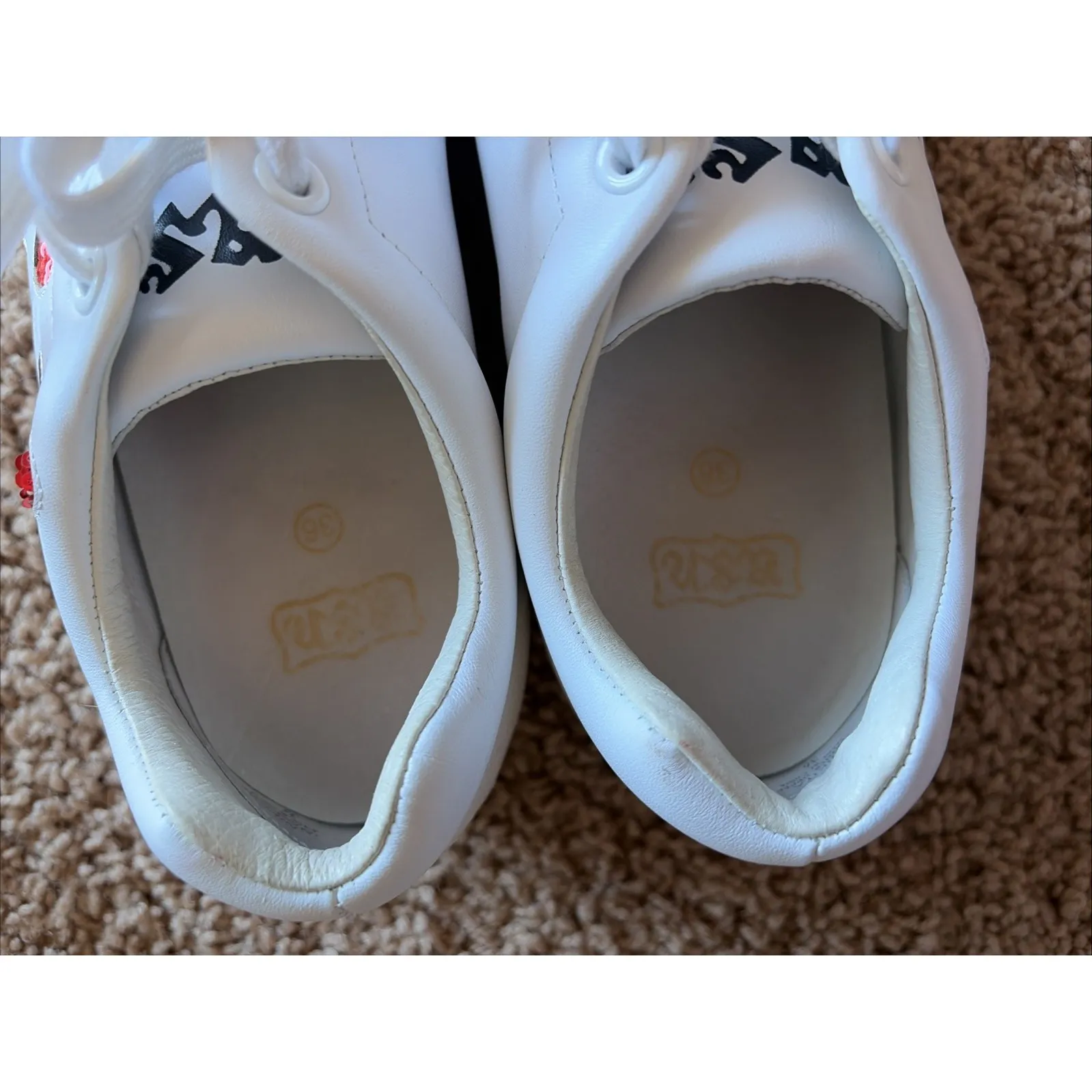 Ash Nikita White Leather Red Sequin Heart Lace Up Sneakers Shoes Love 36 US 6 - Image 15