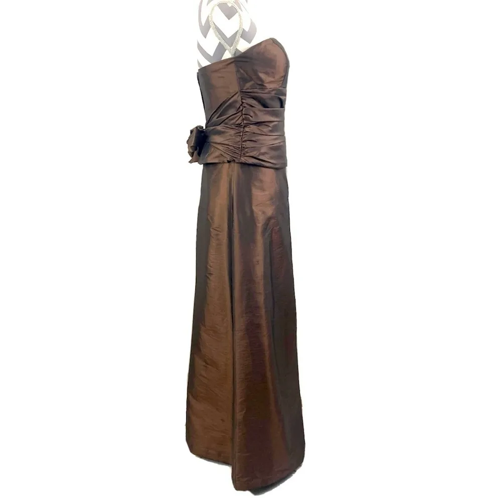 Bill Levkoff Iridescent Brown Strapless 2-Piece Skirt & Top - Size 8 - Image 6
