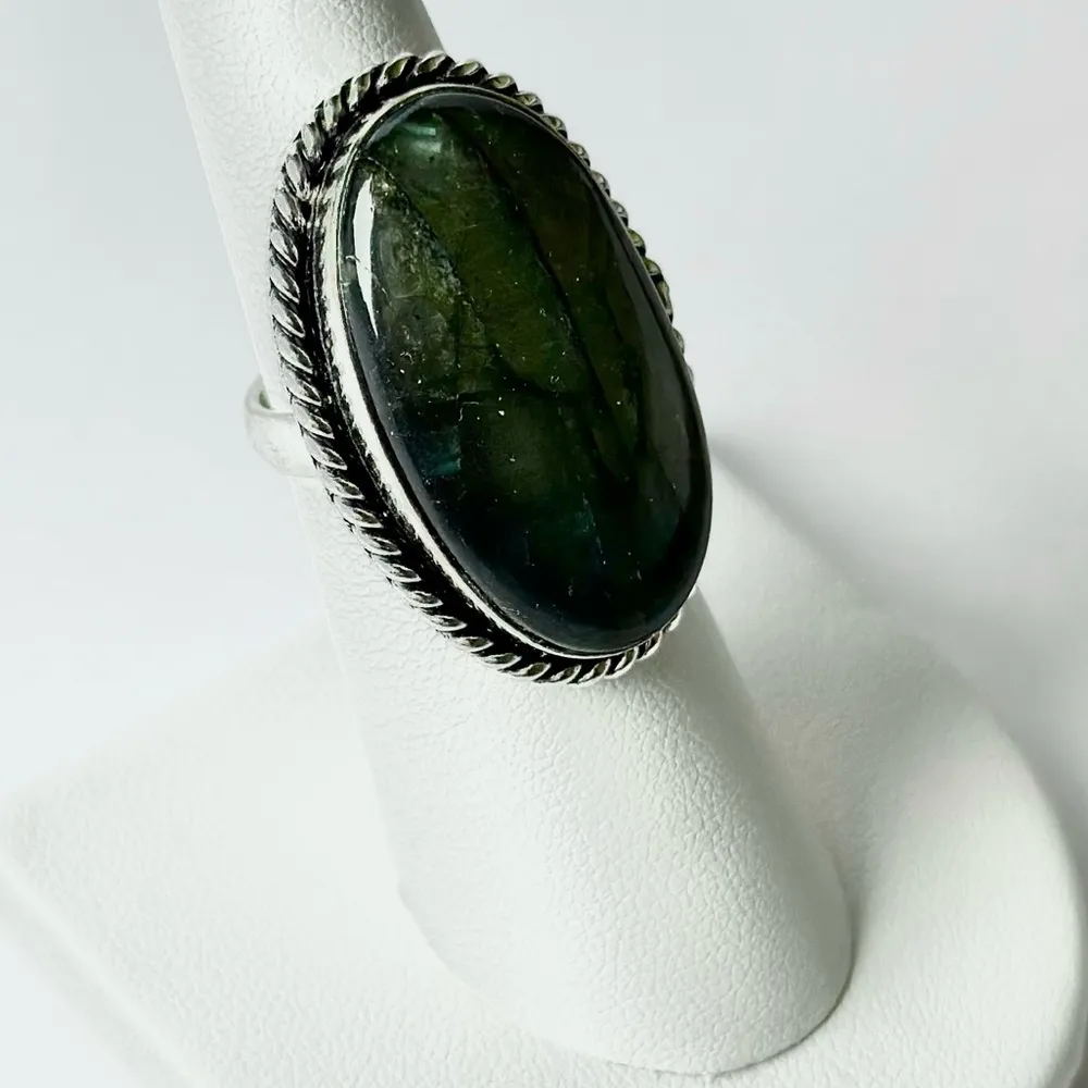 LABRADORITE Genuine Stone 925 Sterling Silver Ring - Image 3