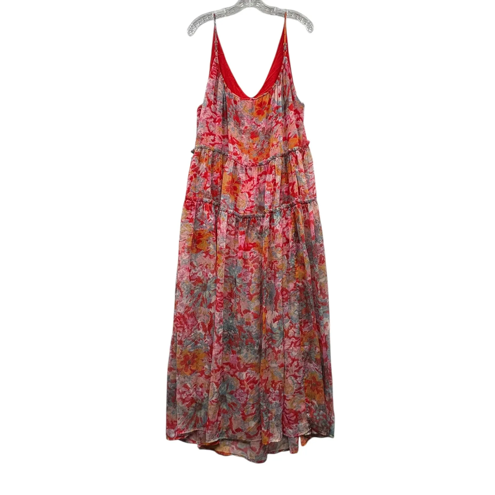 AEMI + CO Women's Violette Maxi‎ Dress Red Floral Boho Chic Beach Summer Large - Image 2