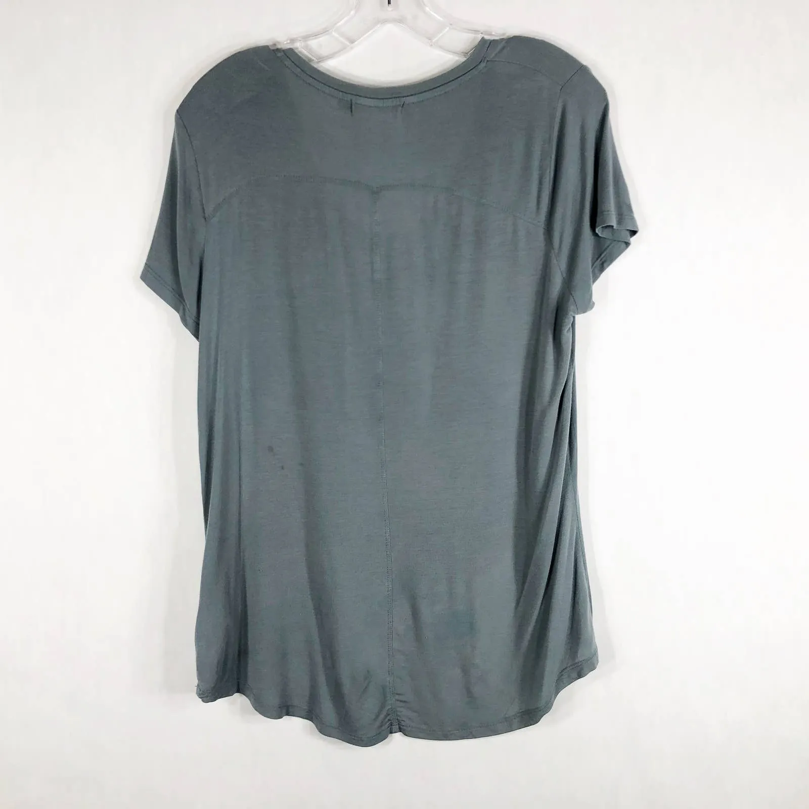 Prana Medium Top Gray V‎ Neck Tee Short Sleeve Chest Pocket Solid Stretch 633 - Image 2