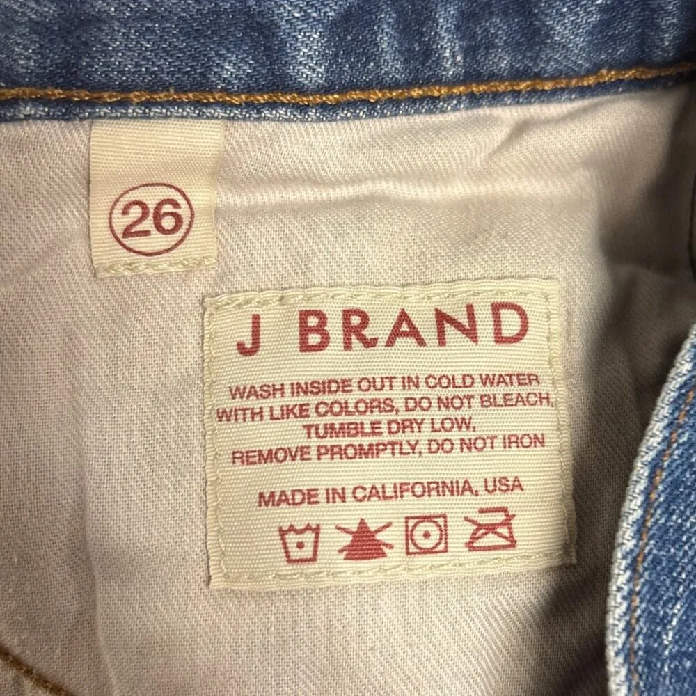 J Brand Blue Mid Rise Medium Wash Distressed Cut Off Denim Jean Shorts Size 26 - Image 5