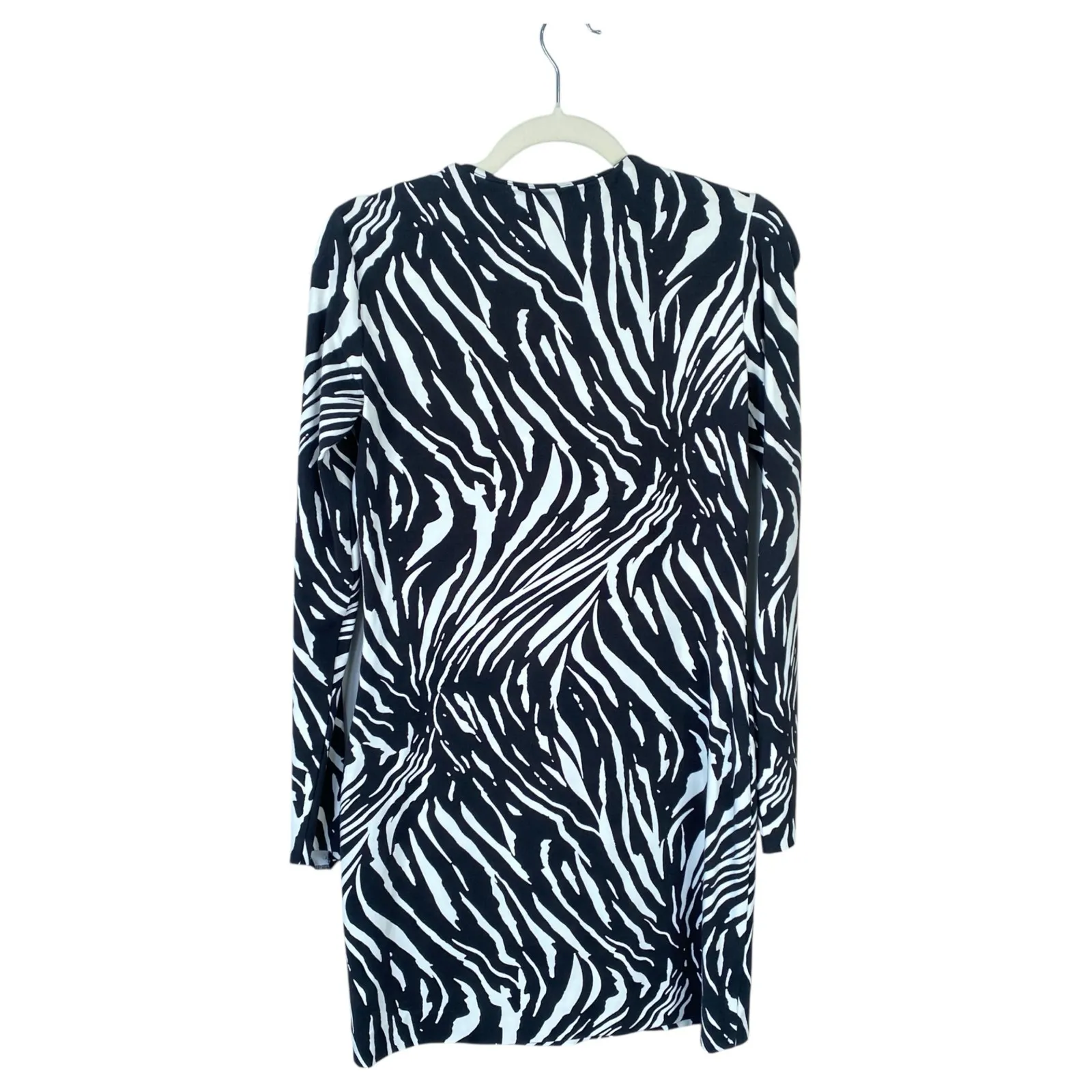 DIANE VON FURSTENBERG Reina Long Sleeve Zebra Print Dress Size 8 Animal Print - Image 3