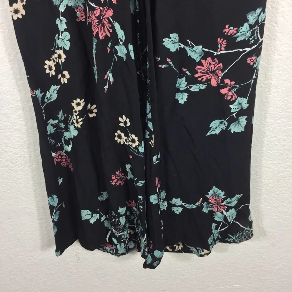 Cleobella Black Floral Ruffle Sleeve Wide Leg Party Jumpsuit Size XS Vacation - Image 10