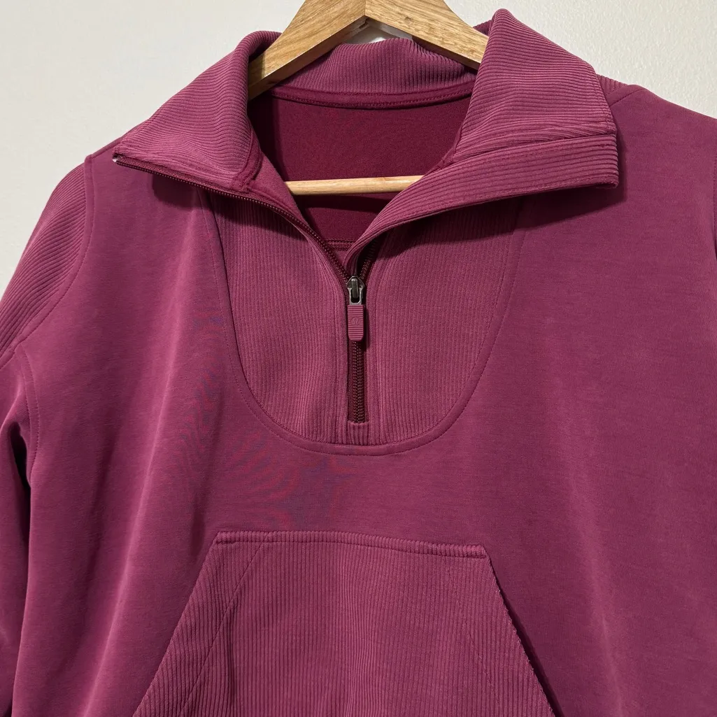 Lululemon  Brushed Softstreme Ribbed Half Zip Pullover Size 4 Sweater deep lush - Image 3