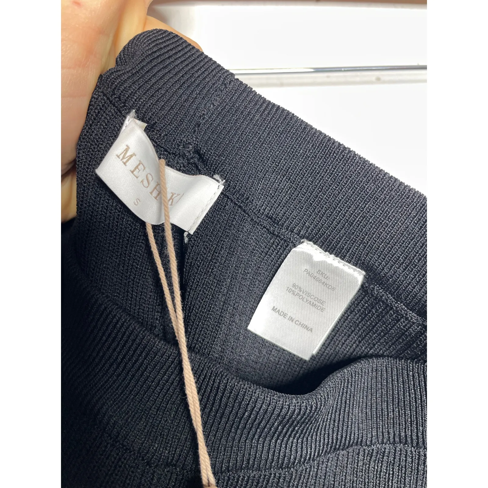 NEW Meshki Rue Knit Flared Pants Ribbed Black Size Small - Image 3