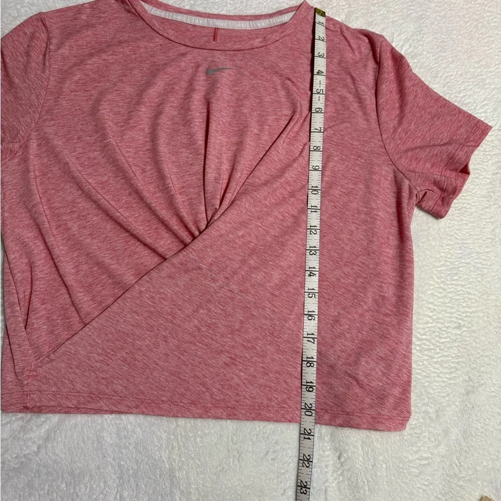 Nike Pink Asymmetrical Crop Tee - Image 2