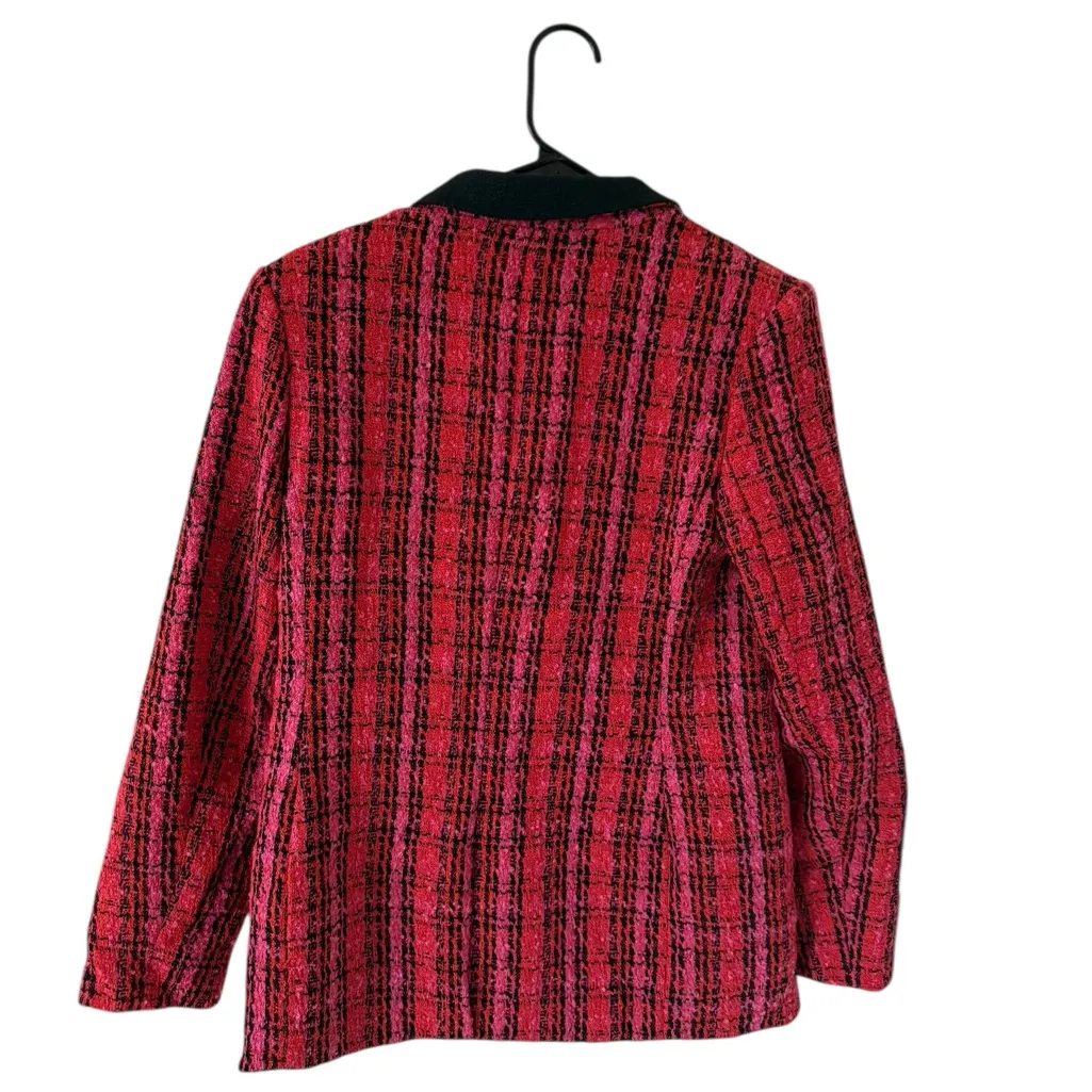 Endless Rose NEW Plaid Bouclé Blazer Red & Pink - Image 6