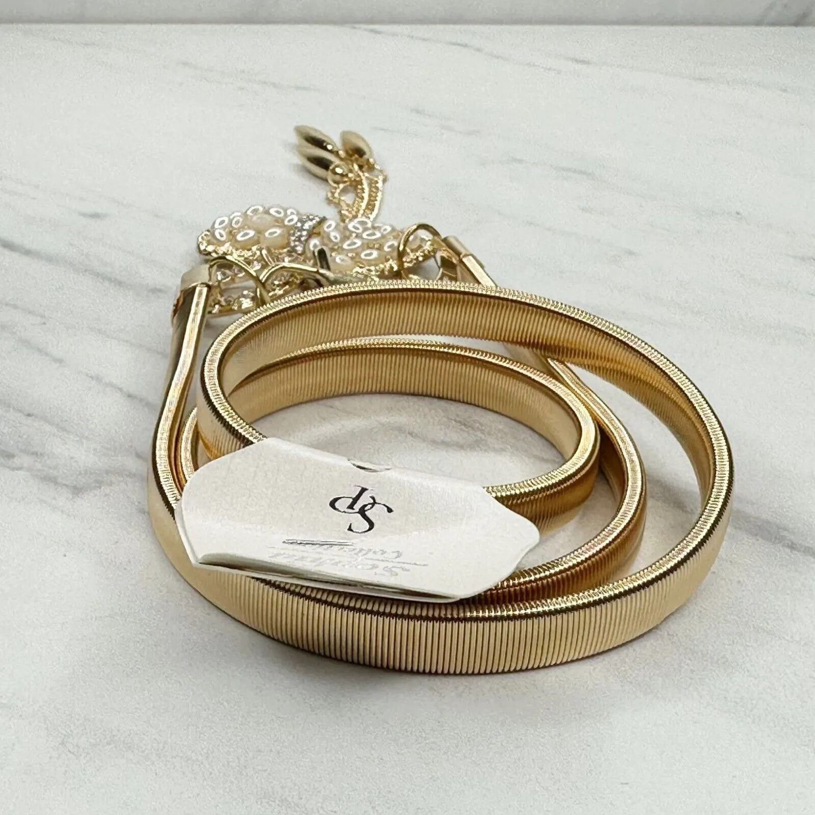 Sophia Collection Faux Pearl Rhinestone Bow Stretch Cinch Belt XS/Small (XS/S) ✨ - Image 6