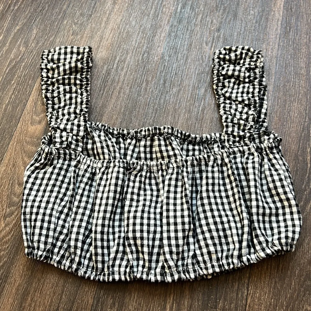 Solid & Striped Solid & Stripped Gingham Print Crop Top - Image 2
