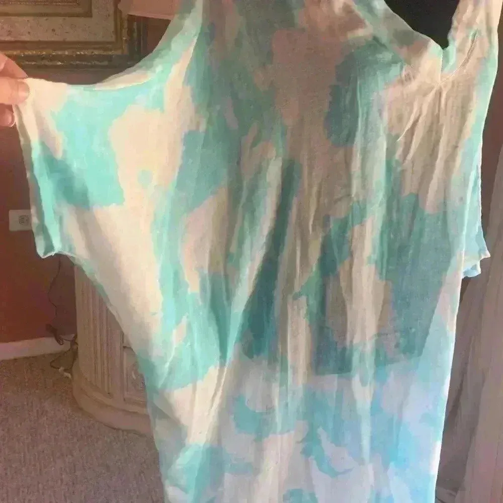 Sofia Print Dress Handmade In Italy From Boutique one Size. D7 Blue - Image 9