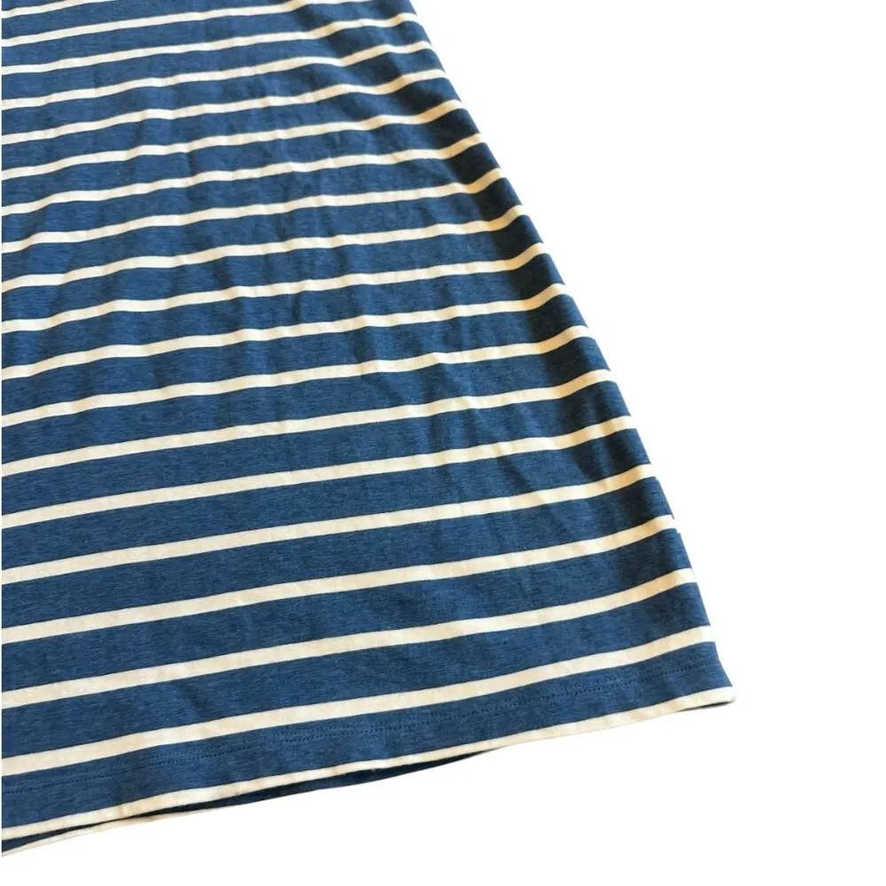Boden Blue White Stripe Sheath Dress 3/4 Sleeves Crew Neck Cotton Size Large - Image 9