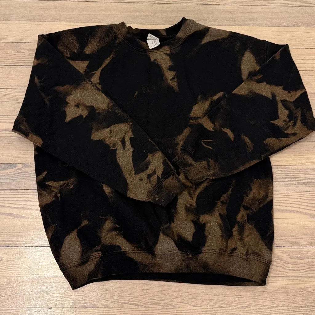 Women’s Black & Brown Tie Dye Crewneck Sweatshirt & Sweatpants Matching Set - Image 2